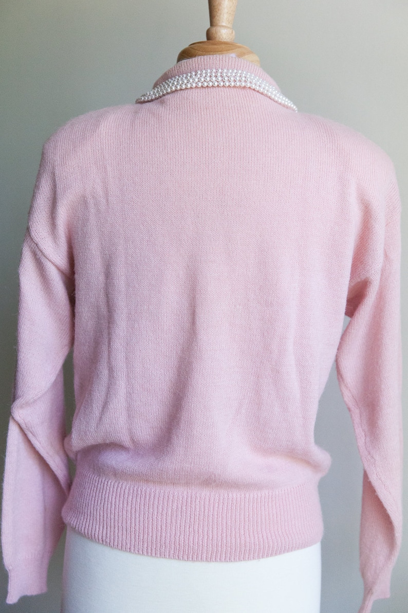 beaded cardigan 80s cardigan cardigan with pearl buttons 80s sweater 80s vintage cardigan w faux pearl collar