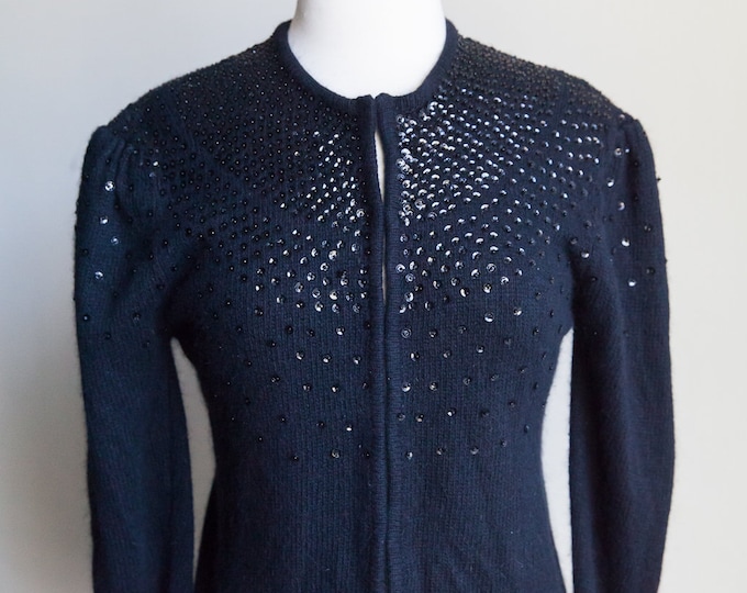 vintage black sequin cardigan