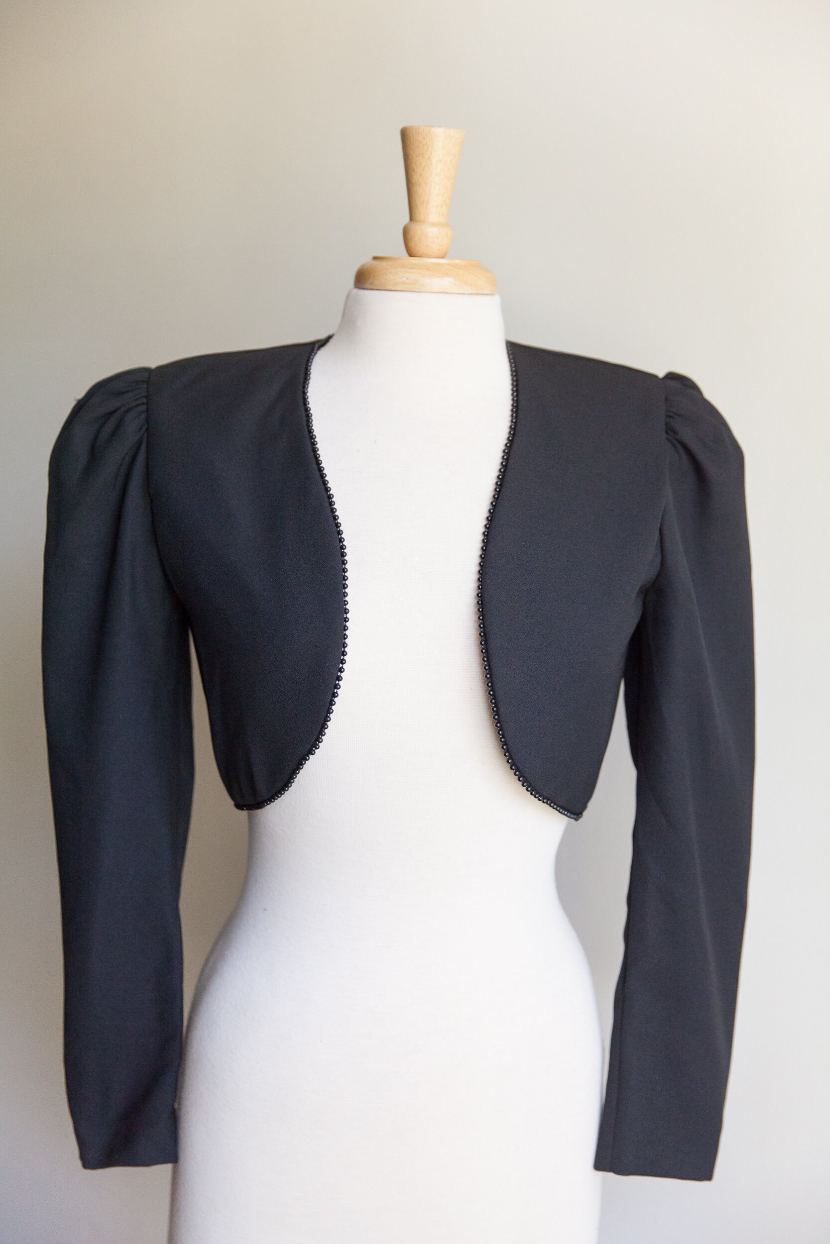 Vintage Black Bolero Jacket 1980s 80s 