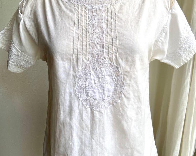80s white Phool embroidered blouse, vintage boho hippie blouse, Med