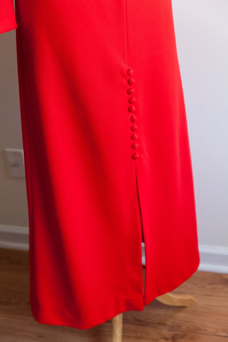 vintage candy apple red maxi dress vintage boho hippy dress small 1970s 70s red long maxi dress