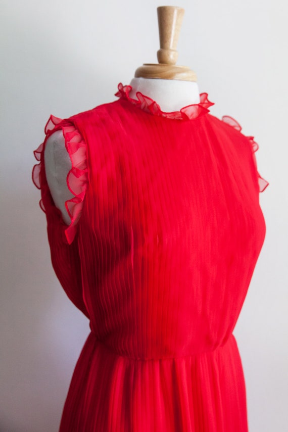 vintage be my valentine maxi dress, 1970s 70s red… - image 2