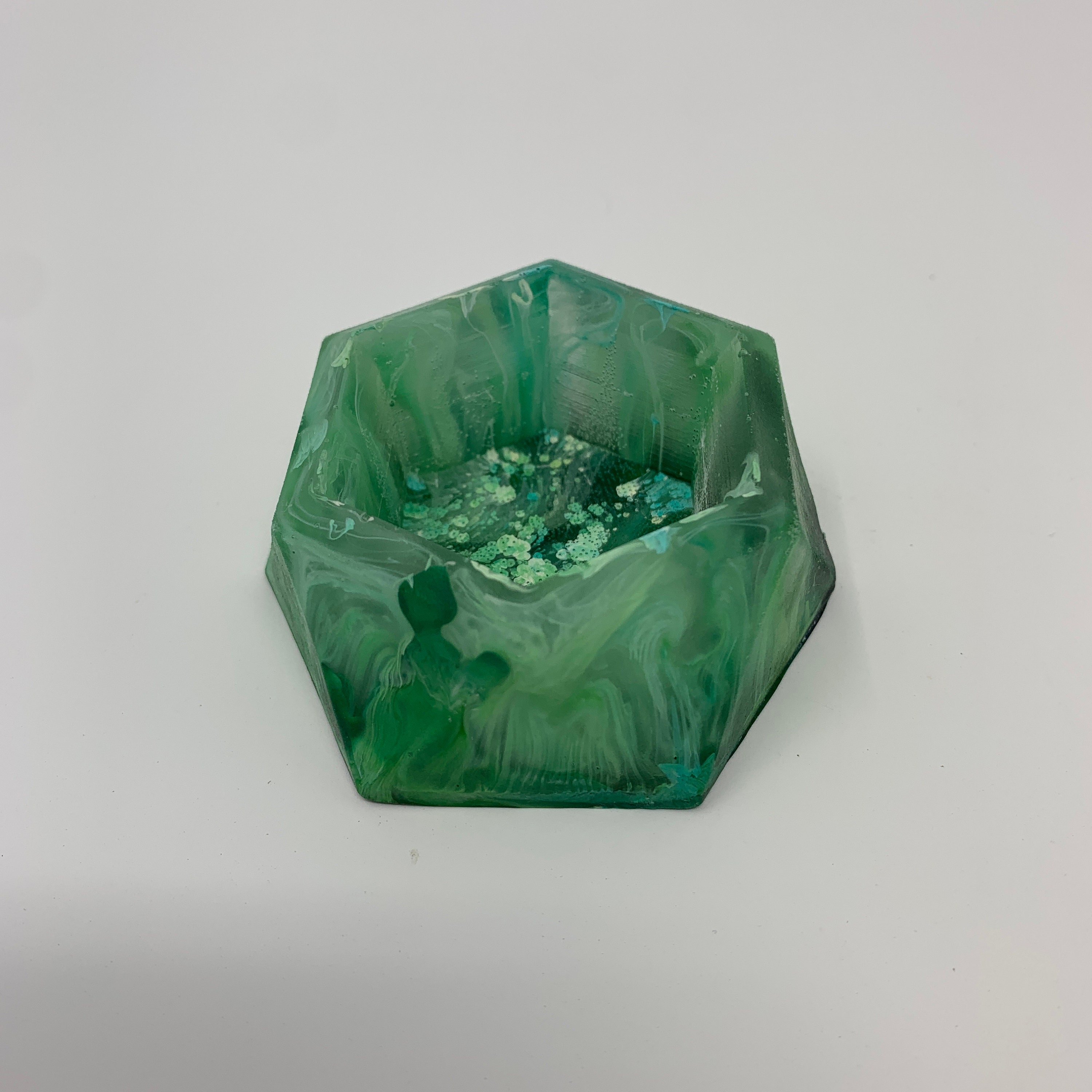 Green Swirl Mini Epoxy Resin Pot Perfect for Succulents and Etsy