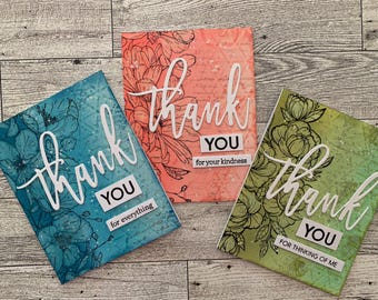 Handmade Floral Thank You Cards - Set of 3 - Etsy