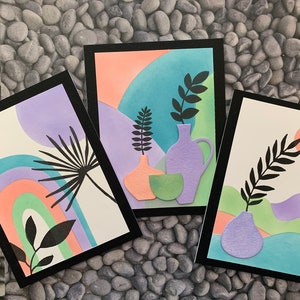Set di 3 biglietti per appunti vuoti Boho. Biglietto vuoto fatto a mano per qualsiasi occasione. Biglietto di condoglianze. Solo perché card. Set di 3 carte