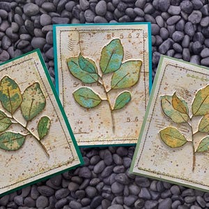 Mixed Media Set mit 3 Blankokarten. Blatt Blanko Karten. Beileid Karte. Handgemachte Trauerkarten. Alle Anlasskarten. Maschinengestickter Rand
