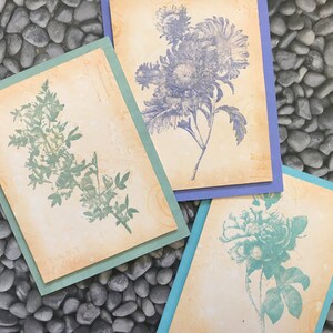 Cartes blanches de modèle vintage peintes à la main, carte de sympathie, ensemble de 3, juste parce que des cartes, félicitations, enveloppes assorties