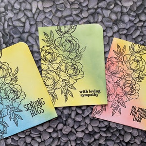 Jeu de 3 cartes de sympathie minimalistes. Ensemble de cartes de condoléances fait à la main. Jeu de cartes de condoléances vierge
