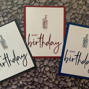 Juego de 3 tarjetas de cumpleaños minimalistas. Masculinas. Juego de 3 tarjetas de cumpleaños hechas a mano. Juego de tarjetas de cumpleaños. Velas de cumpleaños. Sencillas y sencillas.