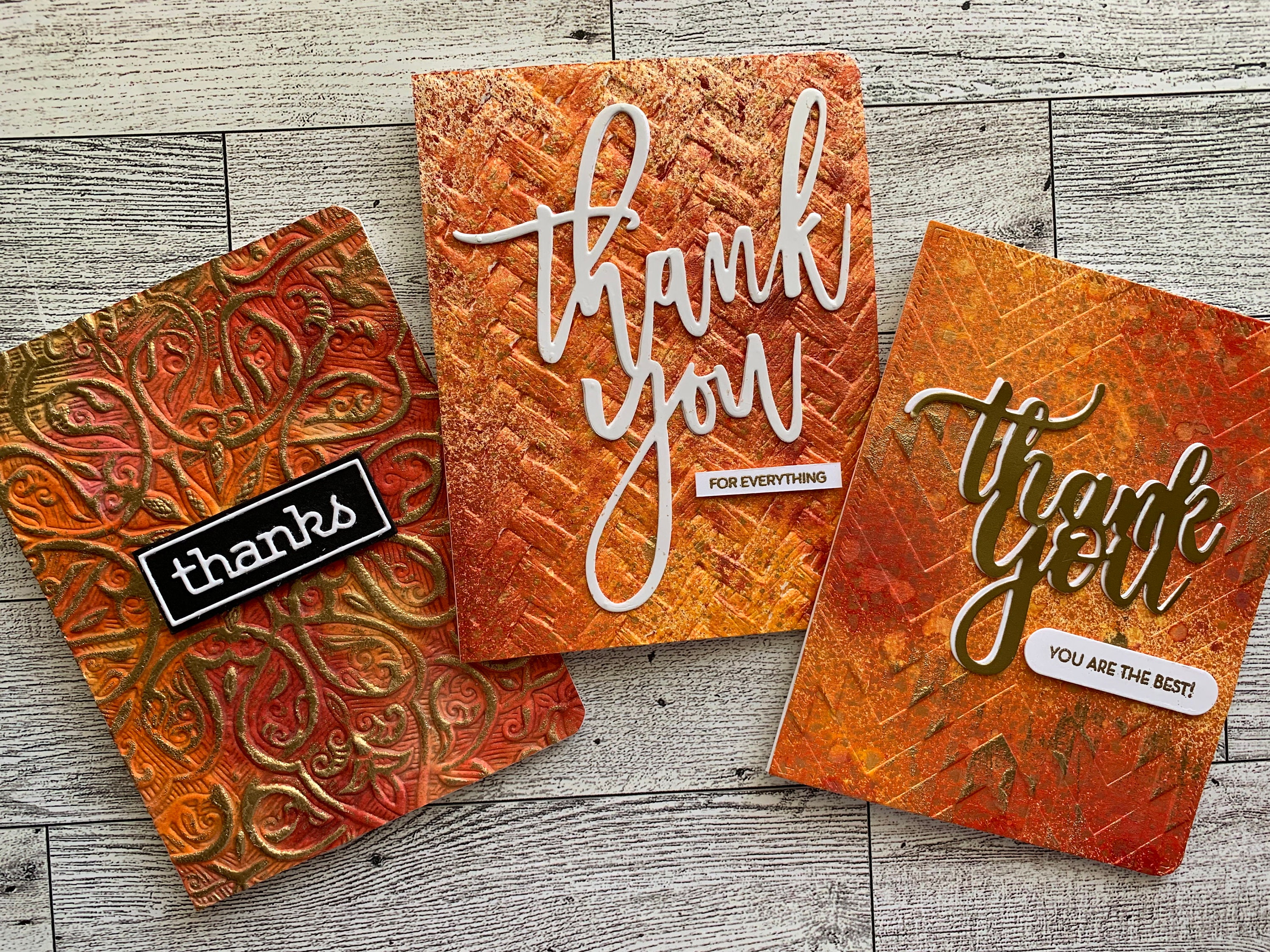 Orange and Gold Thank You Cards. Set of 3 Thank You Cards. Appreciation ...