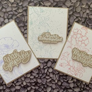 Lot de 3 cartes de sympathie minimalistes. Jeu de cartes de sympathie faites main. Lot de 3 cartes de sympathie vierges