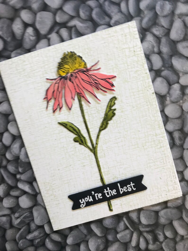 Floral Hand Stamped Thank You Cards Set of Three Mixed Media Hand Painted Cards Appreciation Cards Matching Envelopes