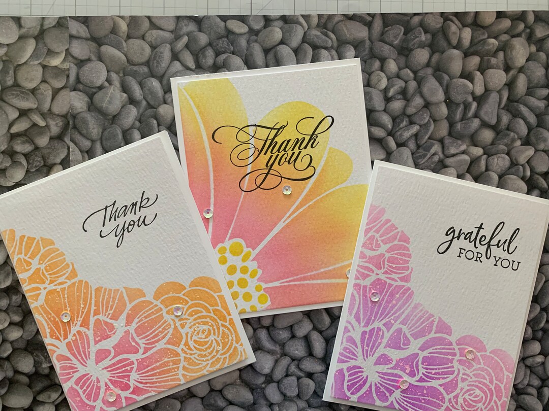 Floral Thank You Cards: Handmade Watercolor Set of 3 - Etsy