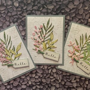 "Blatt ""Hallo"" Karten."  Set von 3 Karten. Beileid Karte. Nur weil Karte.  Beileid Karte.