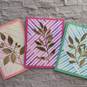 Set di 3 foglietti bigliettini. Biglietto vuoto fatto a mano per qualsiasi occasione. Biglietto di condoglianze. Solo perché card. Impreziosito in oro