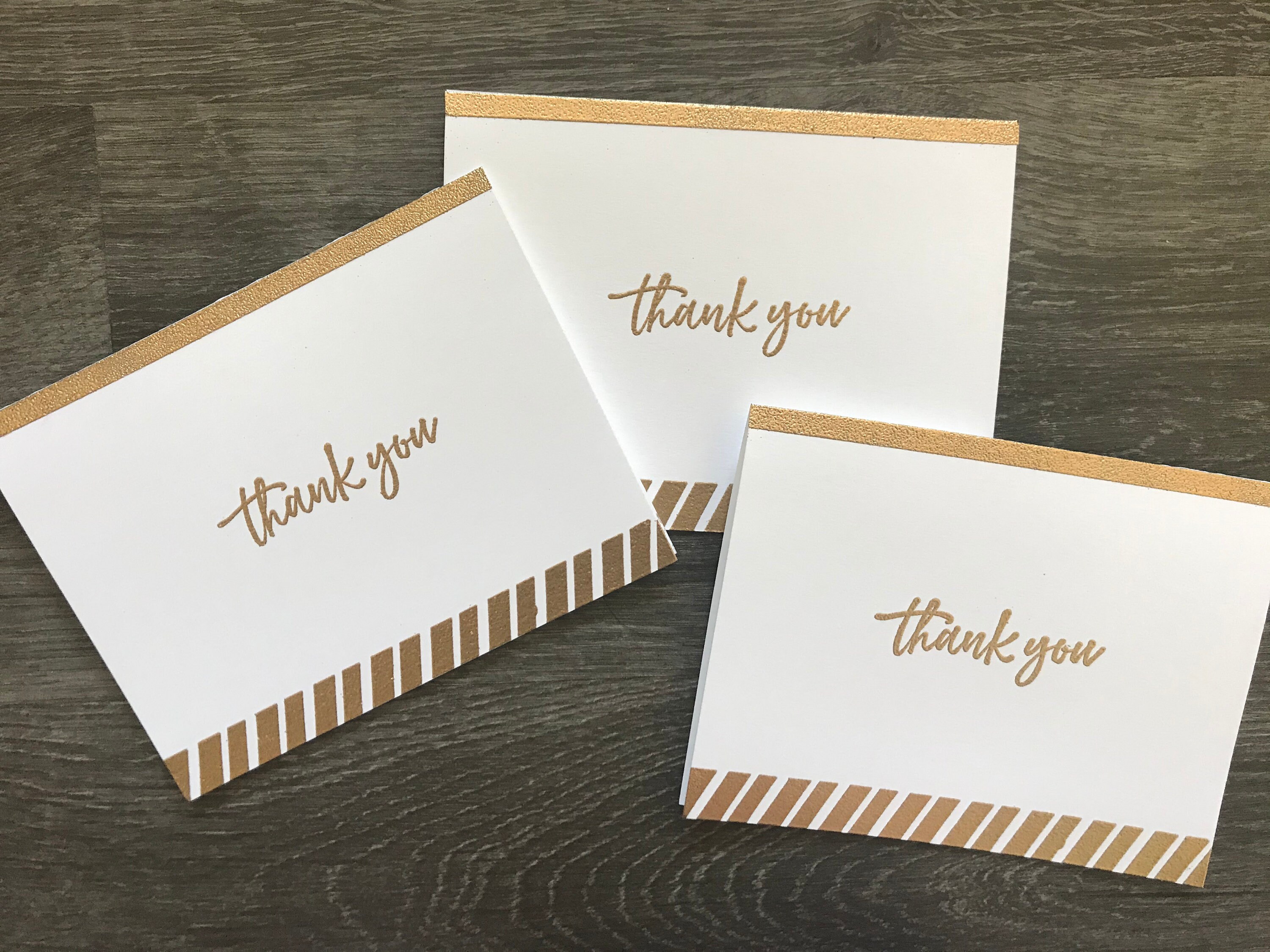 Elegant Gold Embossed Thank You Card Set Set of 3 Cards Etsy