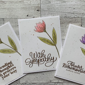 Jeu de 3 cartes de sympathie minimalistes. Ensemble de cartes de condoléances fait à la main. Jeu de cartes de condoléances vierge