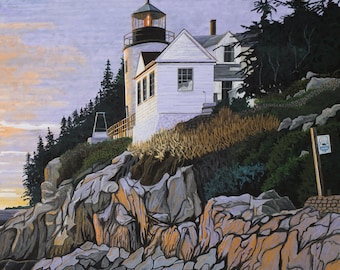 Original Painting &quot;Bass Harbour Head Lighthouse:. Hand Painted Original Painting.