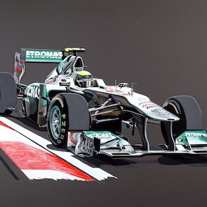 Nico Rosberg F1 Print:  Fine Line Art by Colin J Gould