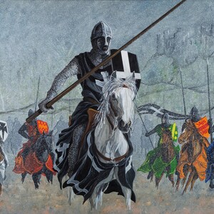 Knights &quot;Out of the Cornwall Mist&quot;   Framed Giclee Fine Line Art Print.