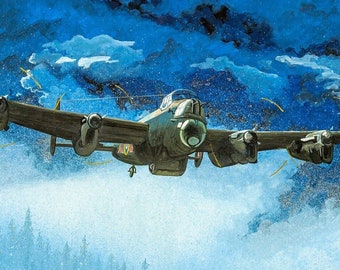 Lithographie Encadrée Lancaster Bomber – Bataille D'Angleterre, édition Limitée