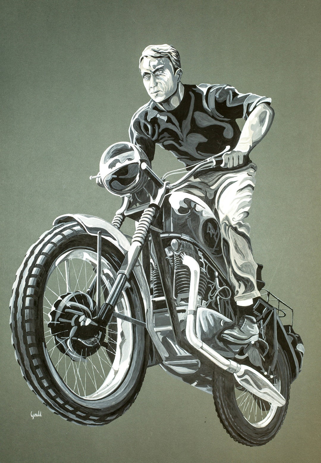 Steve Mcqueen Motorcycle Art Print, the Great Escape, Giclee Fine