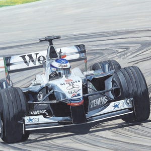 F1.  Mika Hakkinen &quot;THE FLYING FINN &quot;  McLaren F1. Framed Limited Edition Giclee Print.