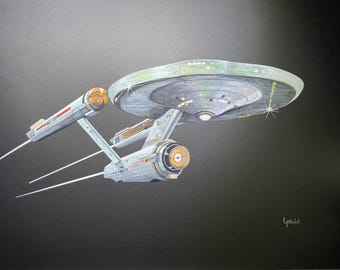 Pintura original de Star Trek "USS ENTERPRISE".