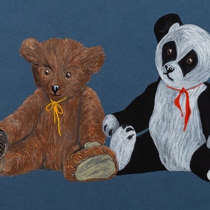 TEDDY, PAPA Y AMIGOS. Impresión Giclée de línea fina.