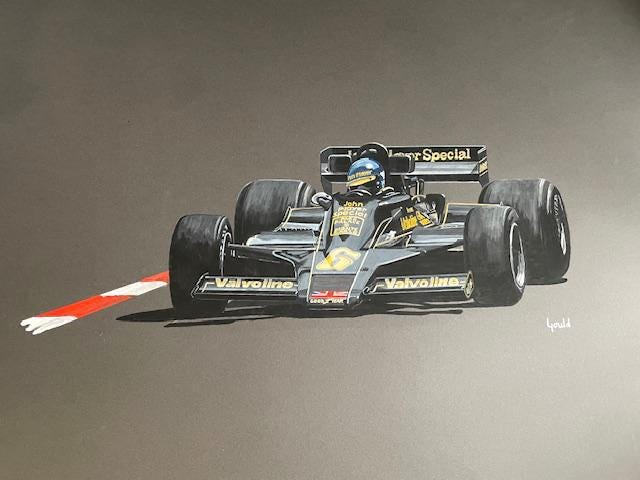 F1. "RONNIE PETERSON" (Lotus 78) . Genuine Hand Painted Original Painting.
