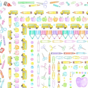 AQUARELL CLIPART back to school Regenbogen Rahmen png Aquarell Illustration Skizze Malerei Clip Art bunt Geburtstag Party Bordüre