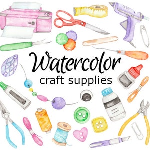 CLIPART DE ACUARELA, suministros de artesanía scrapbooking punto png, gráficos acuarela ilustración boceto boceto pintura clip art costura costura cricut
