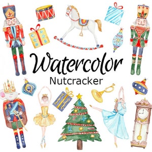 WATERCOLOR CLIPART, nutcracker christmas scrapbooking png, graphics, watercolour illustration sketch painting clip art baller book pine tree
