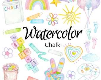 Watercolor Chalk Clipart Set: Scrapbooking Graphics (PNG)