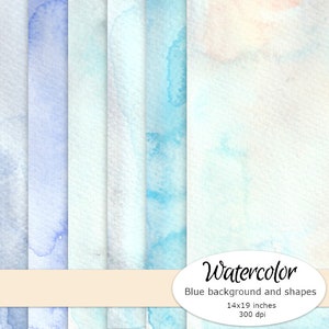 WATERCOLOR CLIPART blue digital paper painting clip art wedding vintage green background shapes watercolour