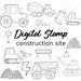 Construction Site Digital Stamp Clipart: Truck, Tractor, Vehicle (PNG ...