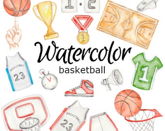 WATERCOLOR CLIPART, basketball sport art ball png graphics watercolour illustration sketch painting clip art net uniform game player shoes
