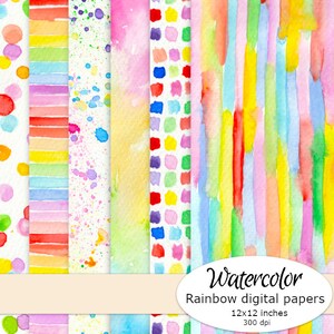 WATERCOLOR CLIPART rainbow digital paper painting clip art wedding vintage background shapes watercolour