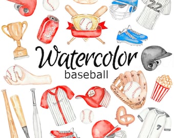 WATERCOLOR CLIPART, baseball sport art ball png graphics watercolour illustration sketch painting clip art net uniform game player shoes