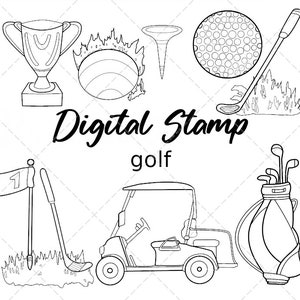 デジタルスタンプ ゴルフ クリップアート ベクター ファイル png eps svg アート デジ イラスト スケッチ 絵画 クリップアート カート ボール スポーツ ゲーム ツール スティック バッグ