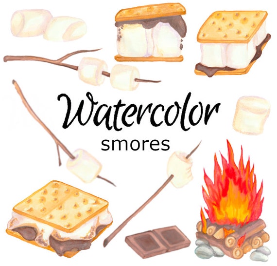 WATERCOLOR CLIPART, Smores Food Scrapbooking Png Graphics Watercolour  Illustration Sketch Painting Clip Art Marshmallow Smore Mashmallows - Etsy
