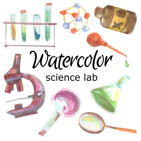 Watercolor Clipart Science Lab Art School Scrapbooking | Etsy
