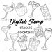DIGITAL STAMP Classic Cocktails Clipart Vector File Png Eps Svg Art ...