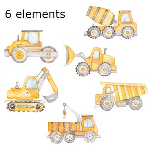 WATERCOLOR CLIPART, construction vehicles art scrapbooking library png, graphics, watercolour, illustration sketch painting clip art car image 2