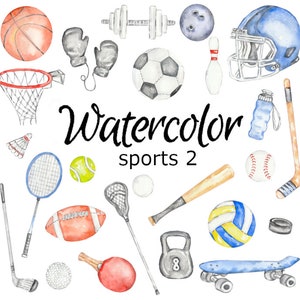 水彩画クリップアート、スポーツ 2 アート ボール スクラップブッキング PNG グラフィックス 水彩画 イラスト スケッチ 絵画 クリップアート サッカー 野球 ゴルフ 空手