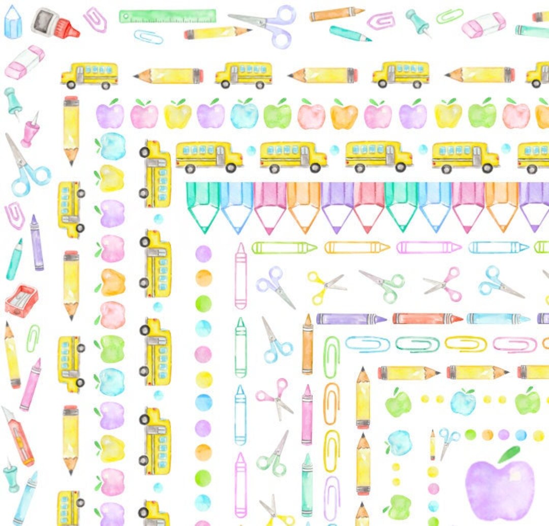 Watercolor Back to School Clipart Frames: Rainbow Border (PNG) - Etsy