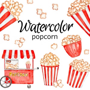 水彩クリップアート、ポップコーン スクラップブッキング クック PNG、グラフィックス、水彩イラスト スケッチ ペインティング クリップアート ポップコーン 映画 夜