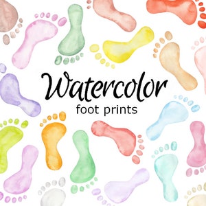 Wasserfarbe CLIPART Fuß Drucke Baby Kunst Scrapbooking png, Aquarell, Illustration Skizze Malerei Clip Geburtstagskarte Pom Pom Band