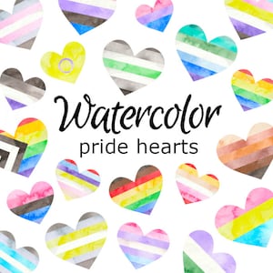 WATERCOLOR CLIPART pride hearts scrapbooking png graphics watercolour illustration sketch painting clip art gay flag colors rainbow LGBT