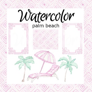 WATERCOLOR CLIPART, Palme Strand Clip Art Reise Scrapbooking Ozean png, Grafik, Aquarell, Illustration Skizze Malerei Urlaub